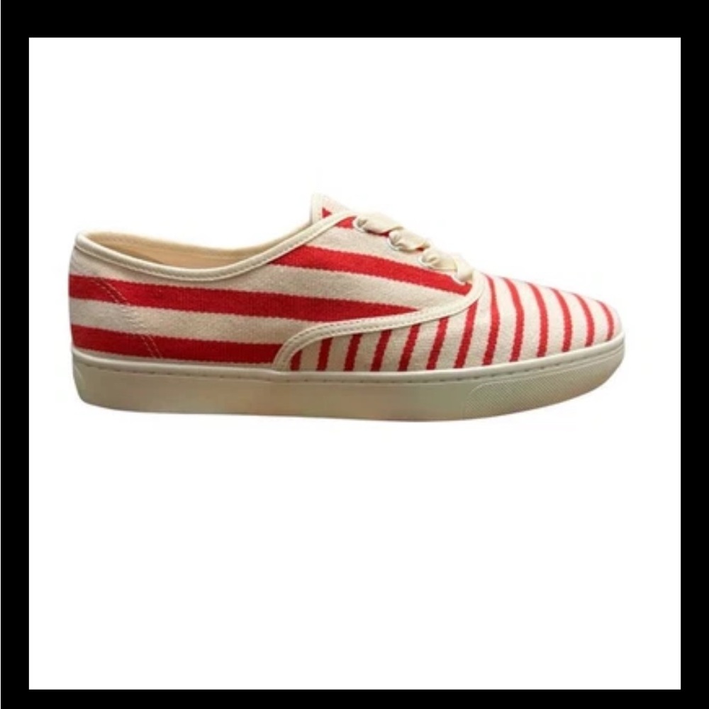 Soludos Women’s Size 9.5 Red White Striped Canvas Sneakers Shoes Brand New #2112
